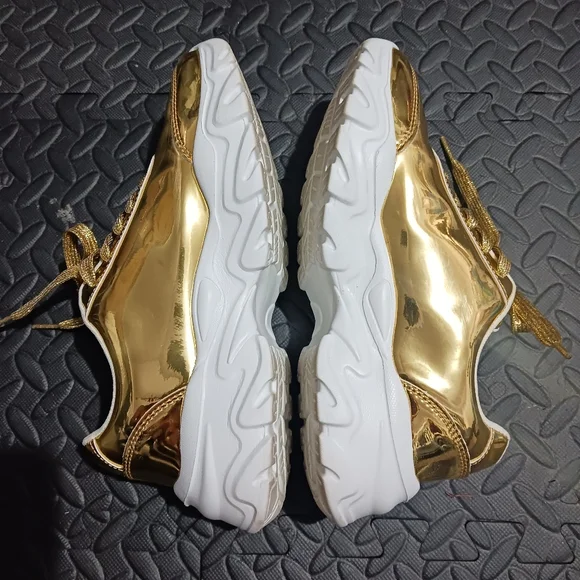 Women Gold Mirror Sneakers - Picture 6 of 10